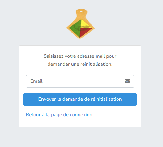 Page de réinitialisation de mot de passe